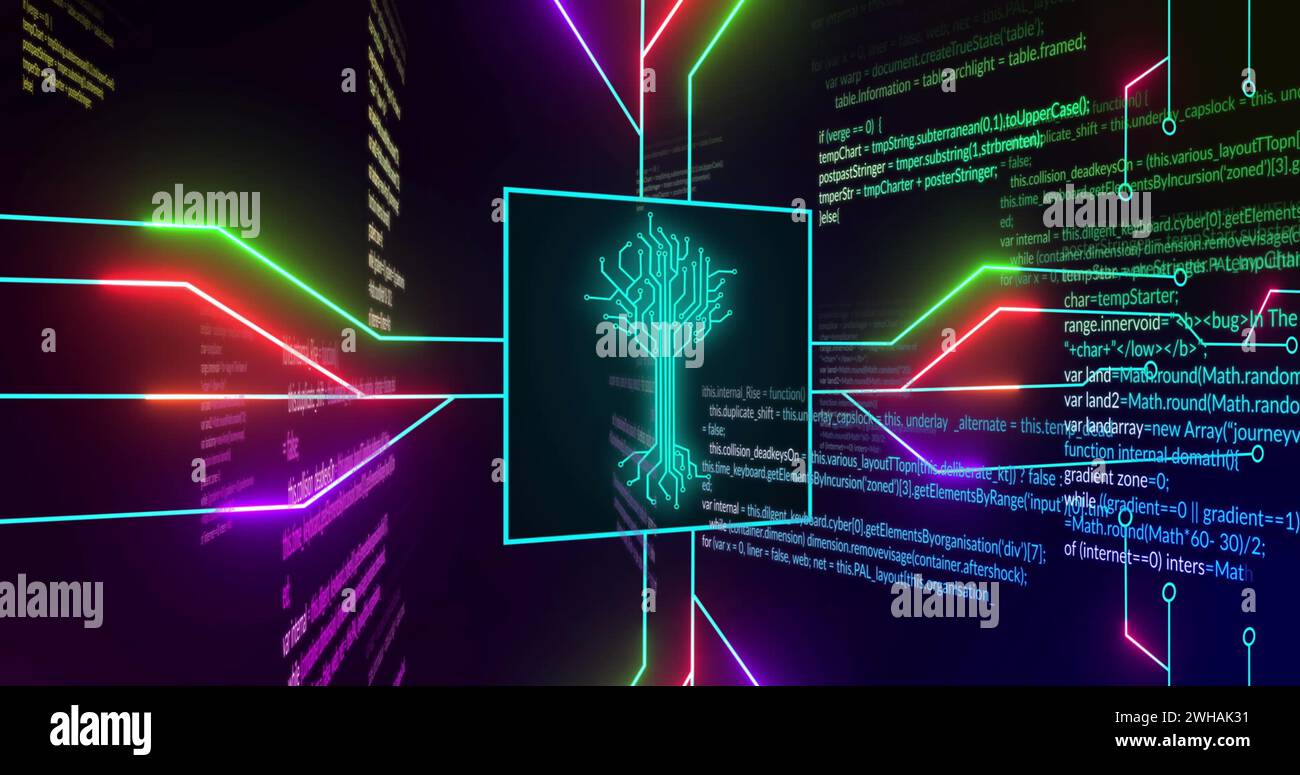 Image of integrated circuit over data processing on digital screen Stock Photo