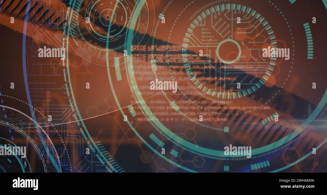 Image of medical data processing over dark background Stock Photo