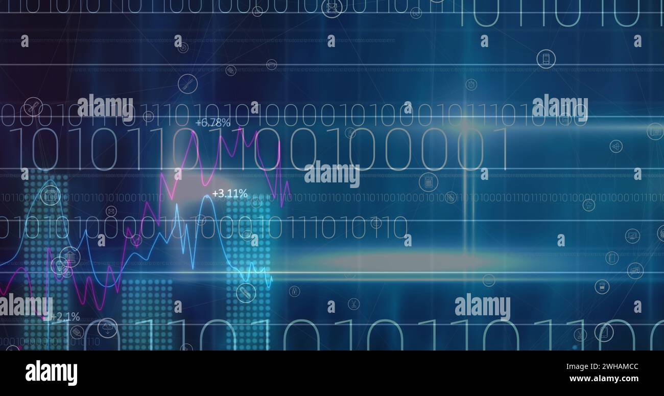Image of circles over data processing Stock Photo