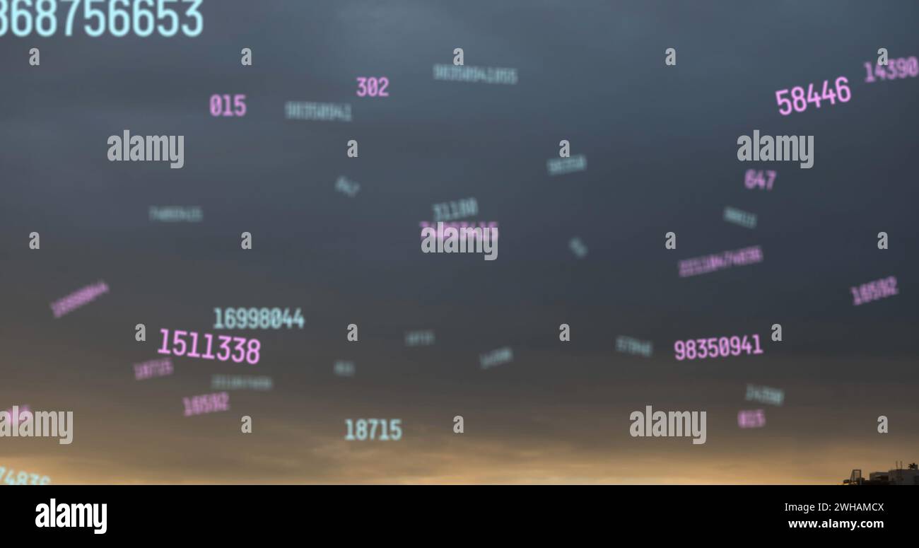 Image of numbers over cityscape Stock Photo - Alamy