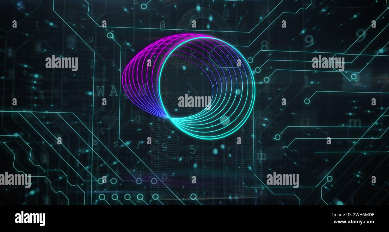 Image of circles and data processing over network of connections Stock ...