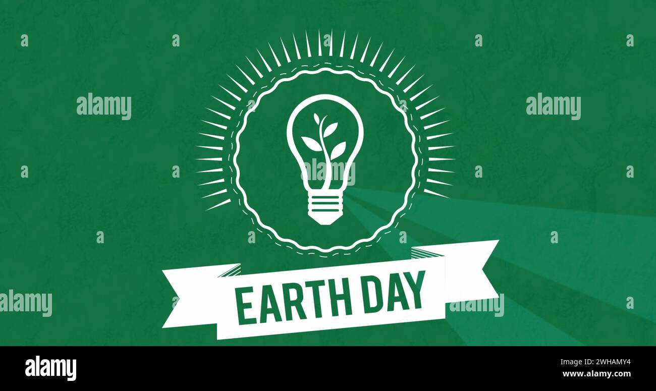 Image of rotating green background and earth day with bulb Stock Photo ...