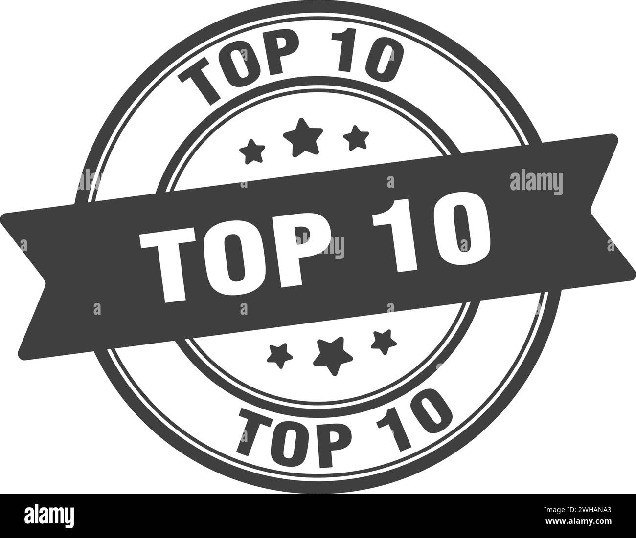 top 10 stamp. top 10 round sign. label on transparent background Stock ...