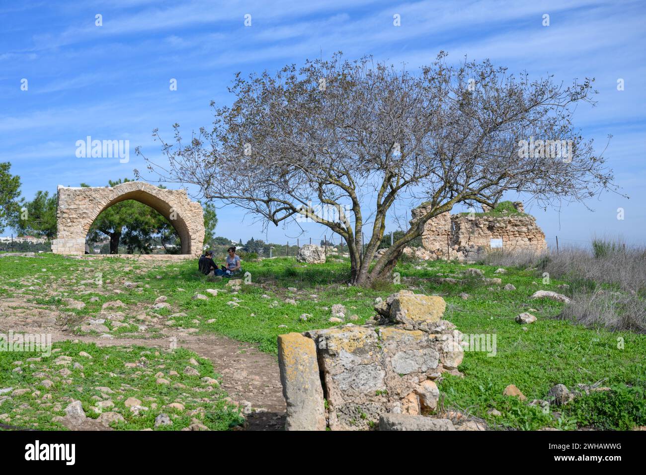 remains of Mansur el-Aqeb with three distinct time periods: A. Second Temple Period (1st century CE) A farmstead belonging to a Jewish Family B. Byzan Stock Photo