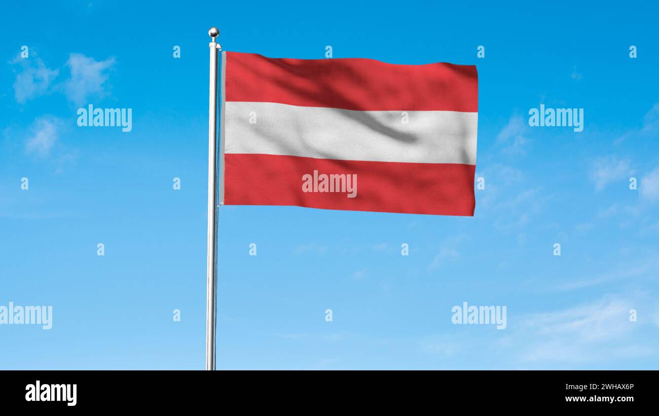High detailed flag of Austria. National Austria flag. Europe. 3D illustration. Stock Photo
