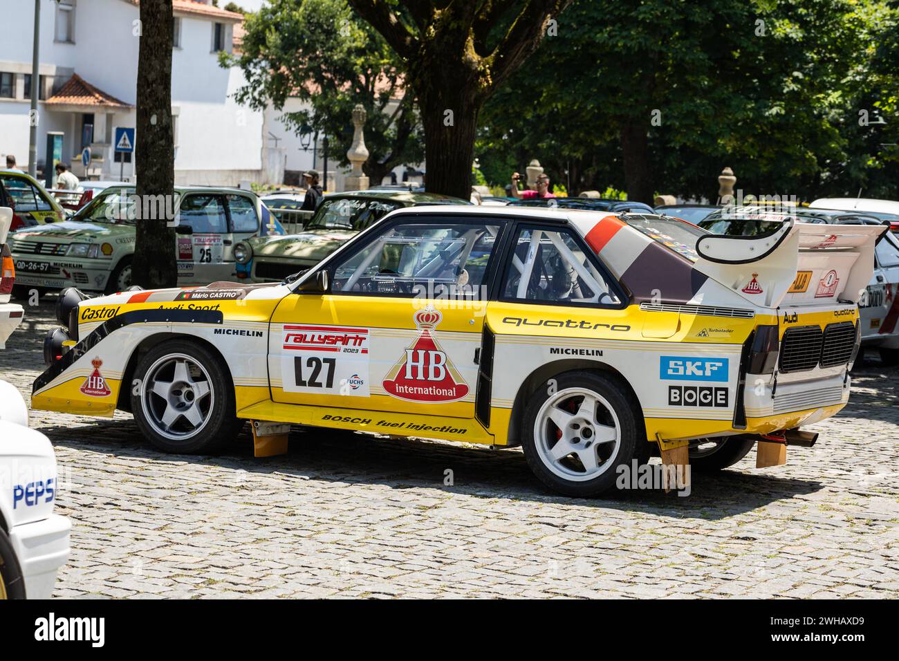 Barcelos, Portugal - 03 June 2023: Audi Quattro S1 E2, a legendary rally car from Group B era, displayed at Rallyspirit 2023 Stock Photo