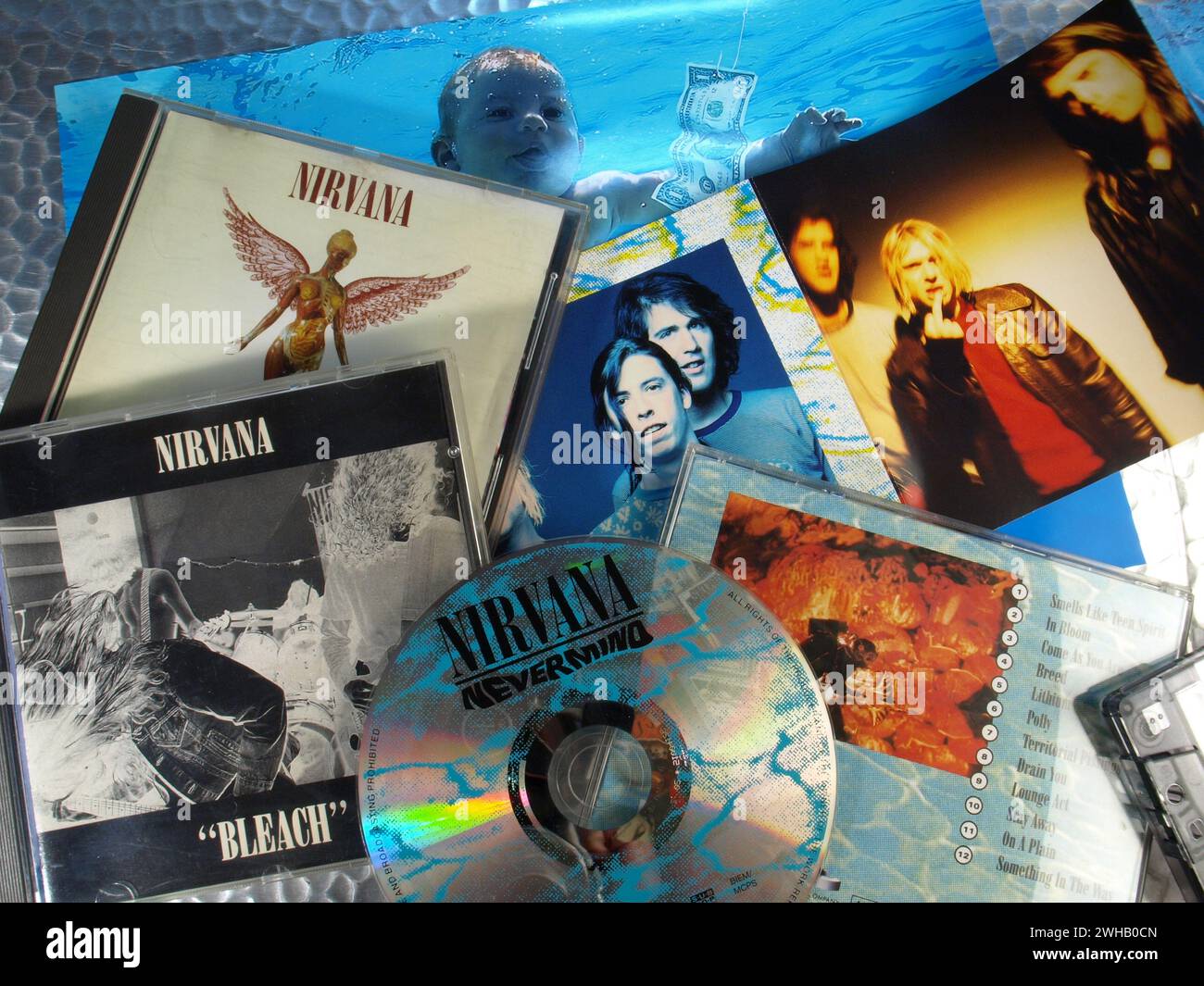 Music Exhibition; Nevermind Album Nirvana CDs - Grunge Music, Bleach, In Utero Stock Photo