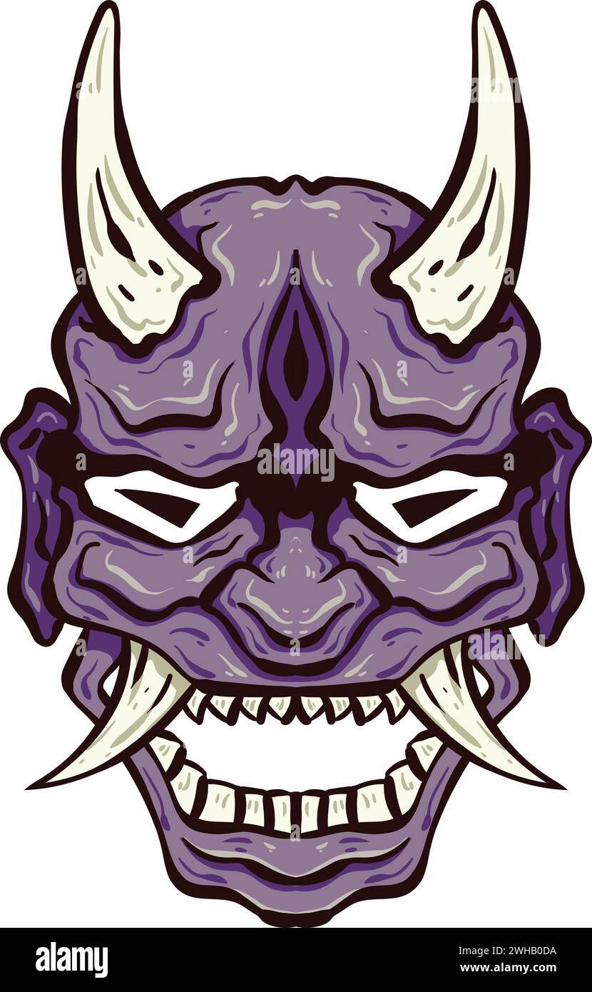Immerse yourself in the captivating world of Japanese arts with our stunning collection of vector art files, Vector Oni Hannya masks. Stock Vector