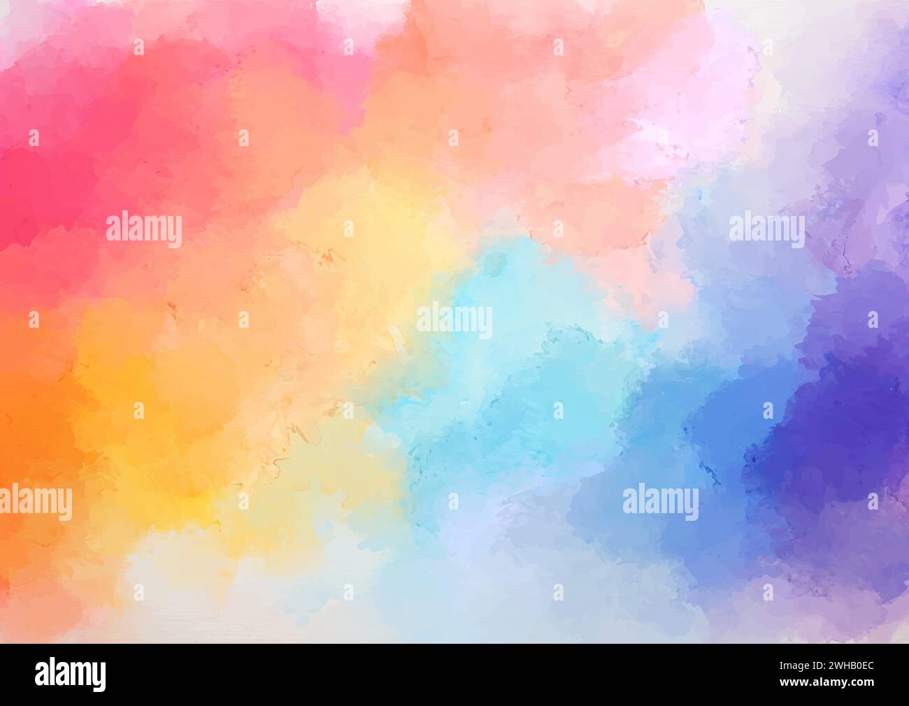 Abstract hand painted rainbow coloured watercolour background Stock Vector