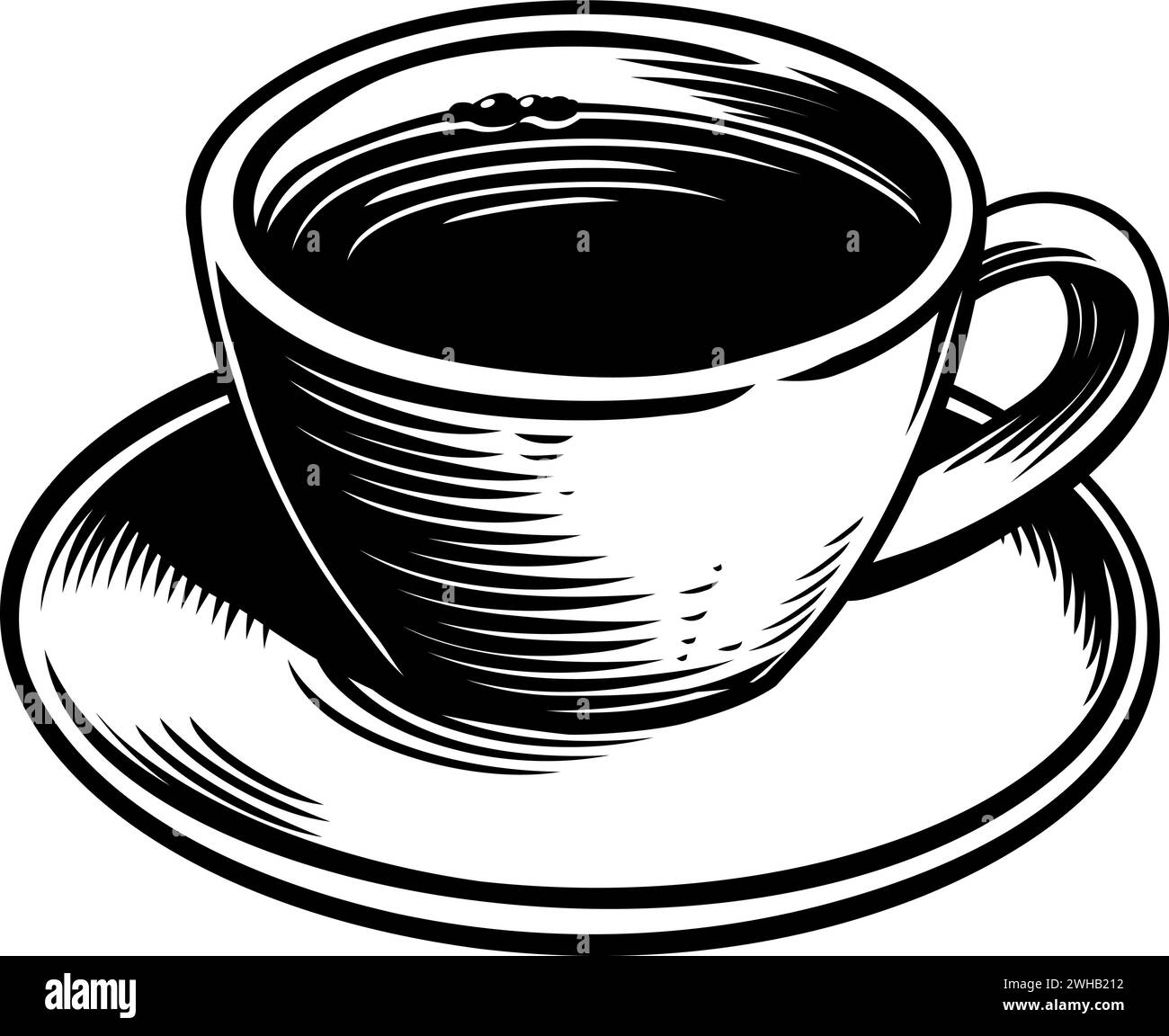 Coffee Mug Cup Retro Etching Engraving Woodcut Stock Vector