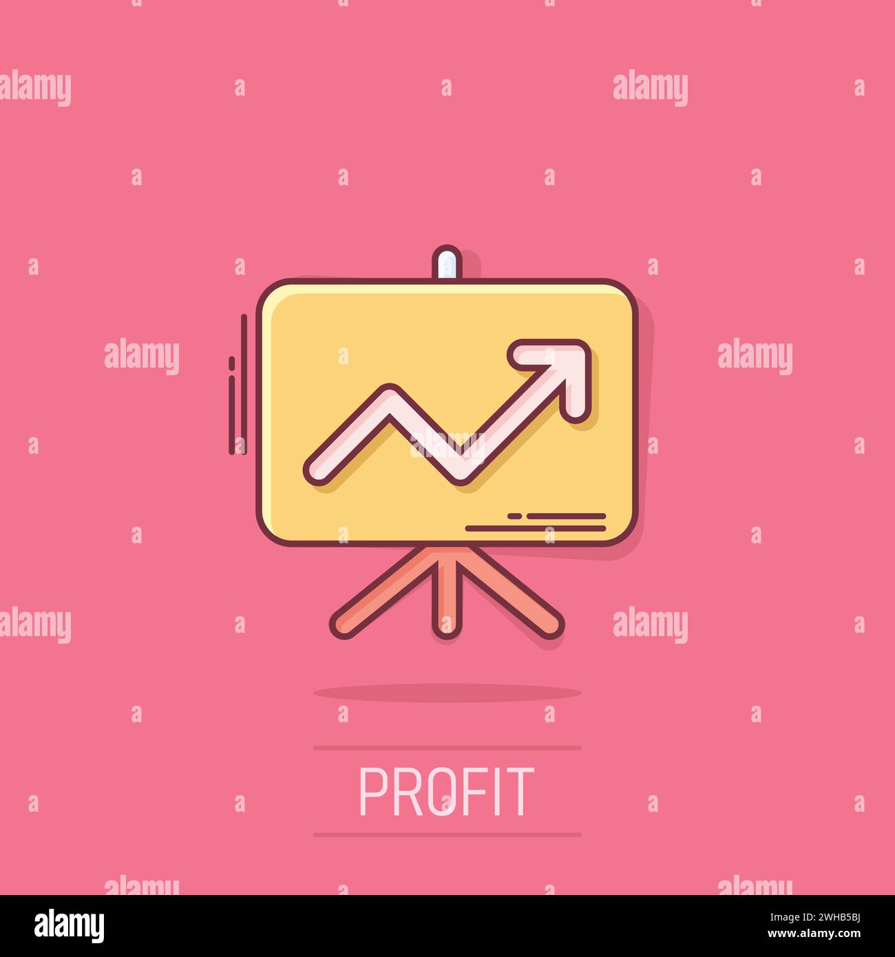 Growth diagram icon in comic style. Finance chart cartoon vector ...
