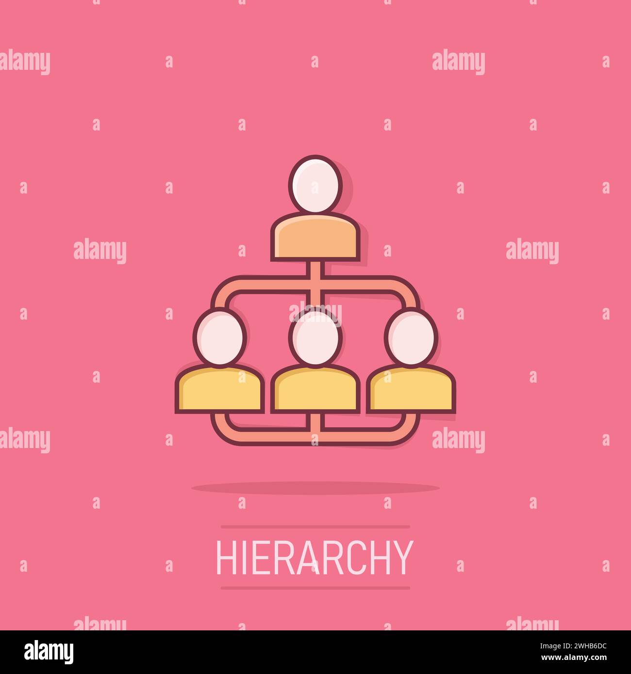 Corporate organization chart with business people vector icon in comic ...