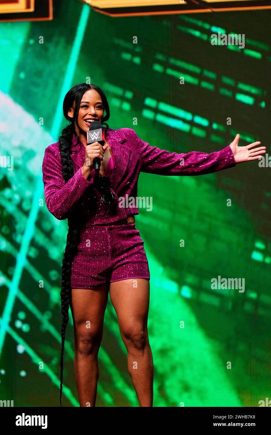 LAS VEGAS, NV - February 8, 2024 : Bianca Belair greets the crowd at T ...