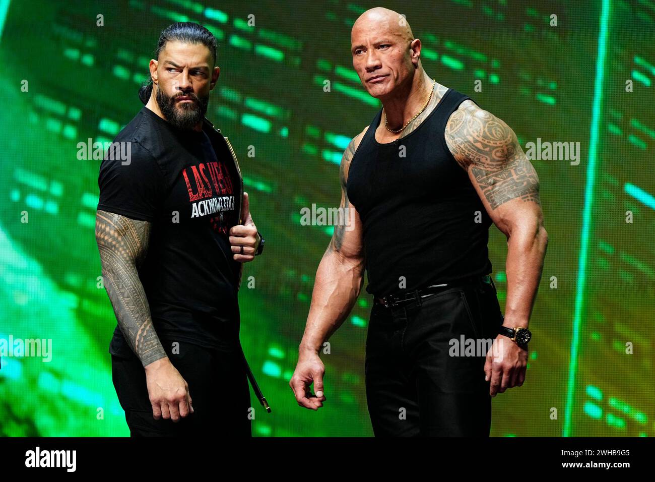LAS VEGAS, NV February 8, 2024 Dwayne “The Rock” Johnson and Roman