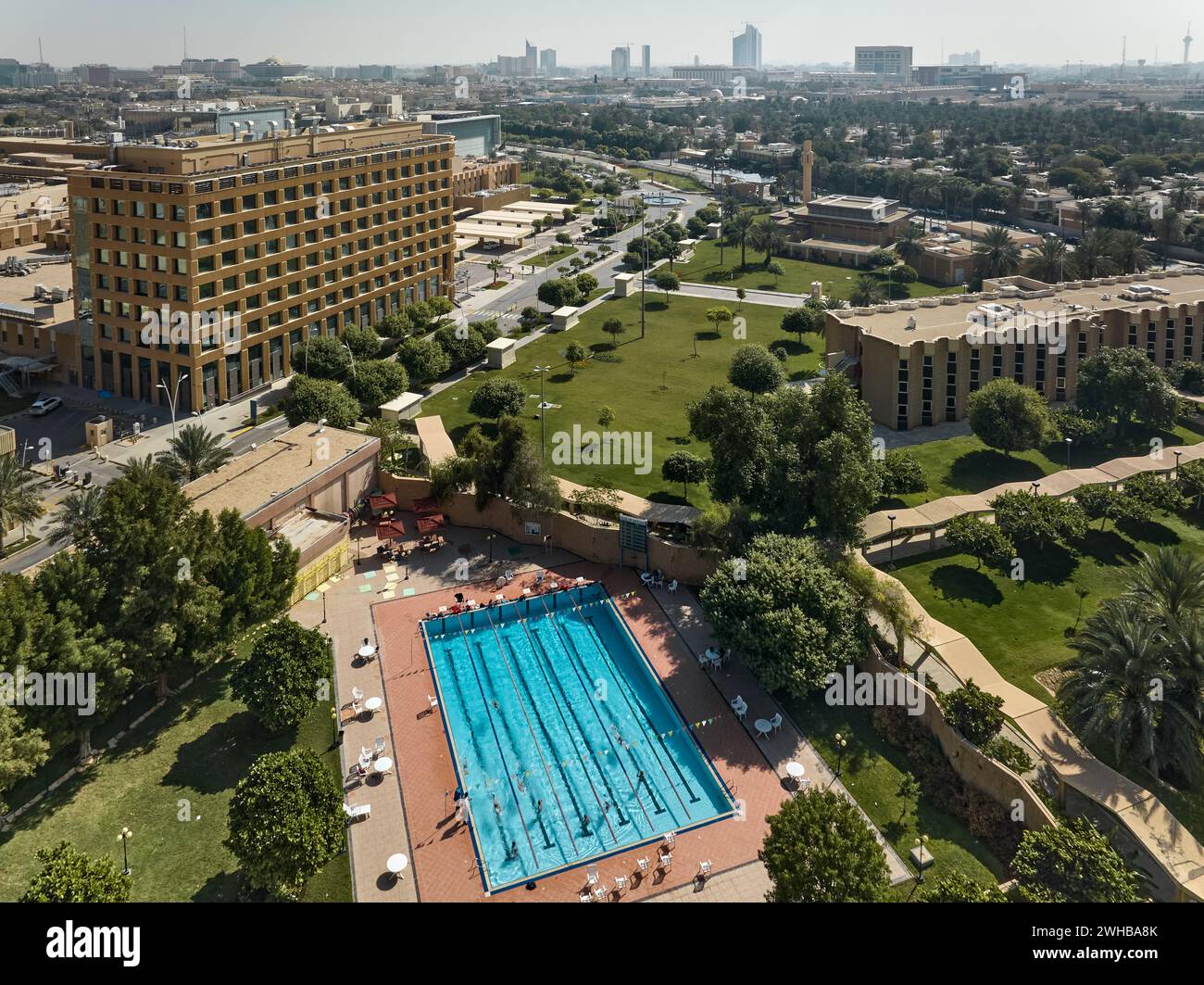 An Aerial View of a Swimming Pool Amidst Lush Greenery Stock Photo - Alamy