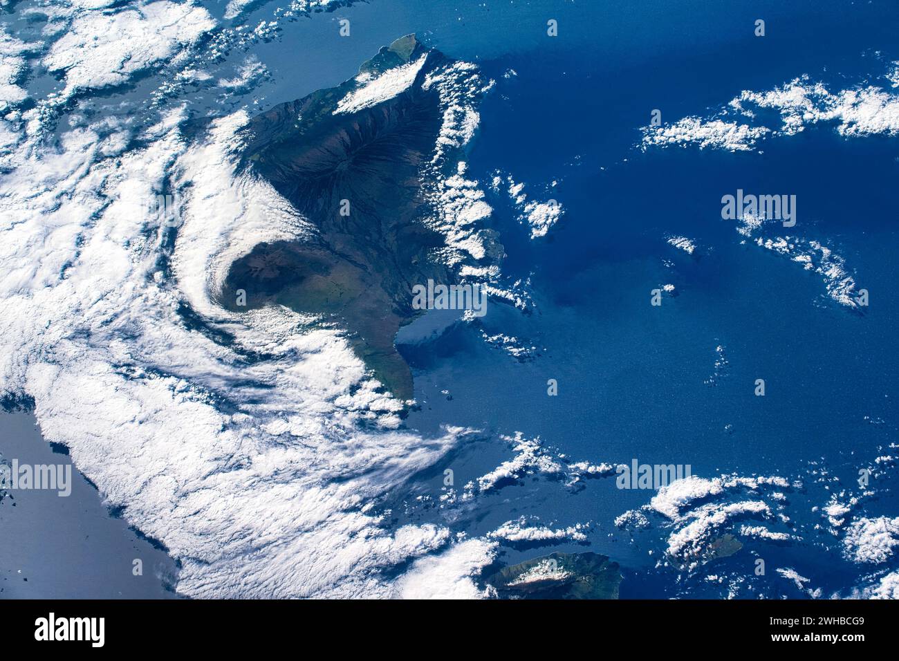 Coastline and clouds in Honolulu Stock Photo