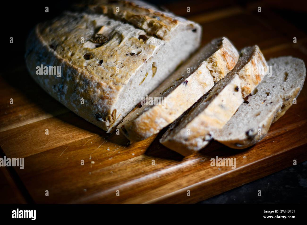 loaf of olive bread Stock Photo