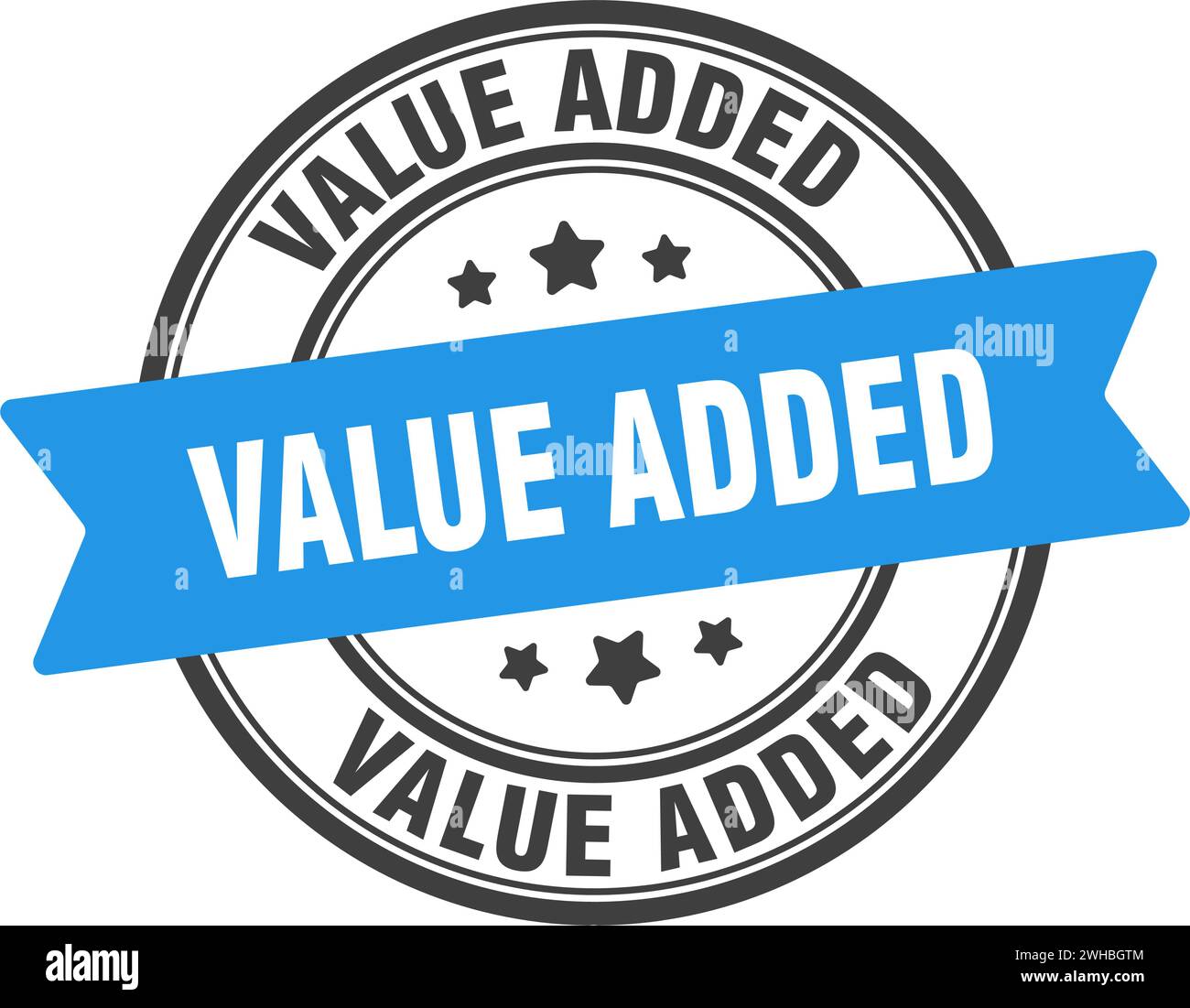 value added stamp. value added round sign. label on transparent ...