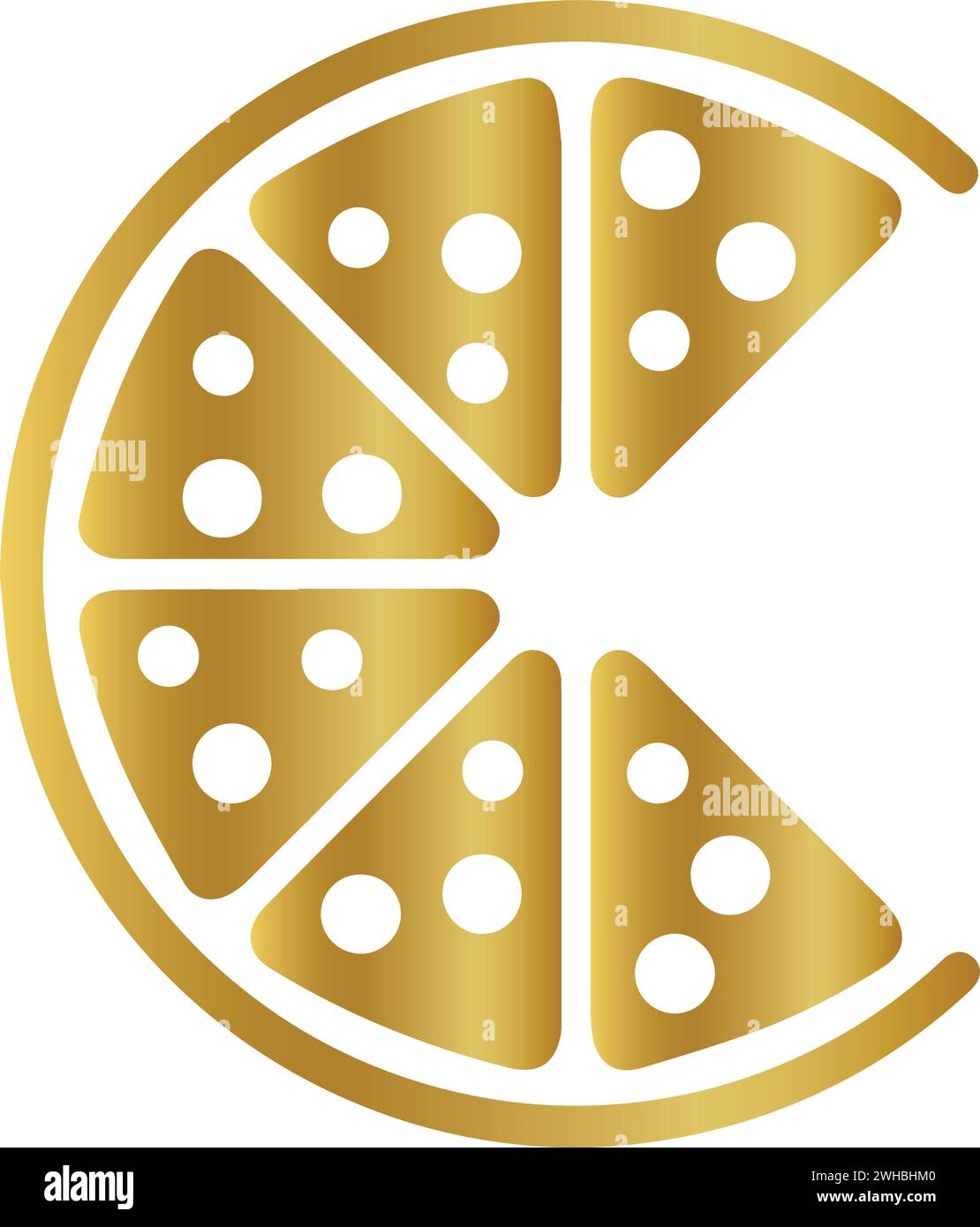 gold pizza sign, golden pizza icon, Pizza Fast food icon, Pizza Italian