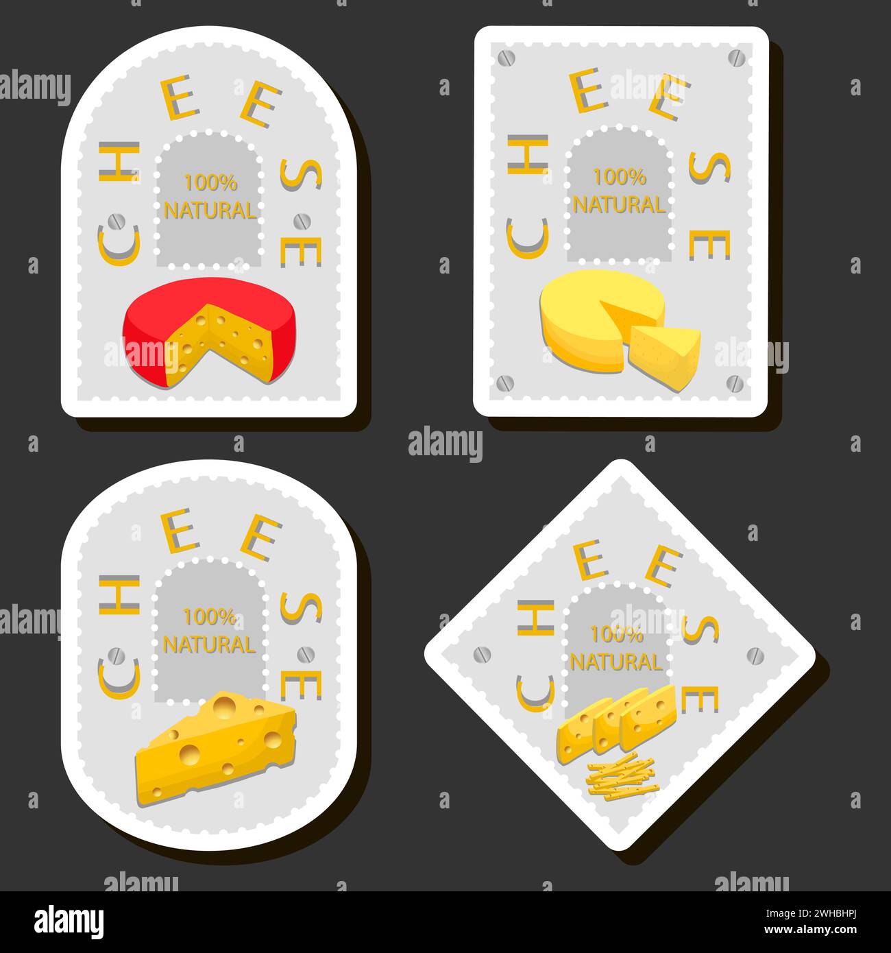 Illustration on theme beautiful tasty edible homemade cheese dairy product consisting of various ingredients Stock Vector