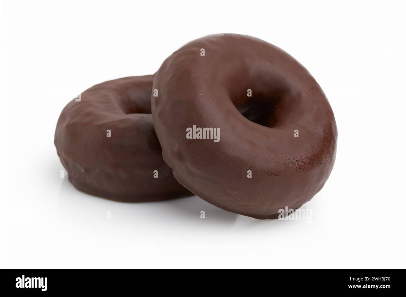 Two chocolate donuts with white background Stock Photo - Alamy