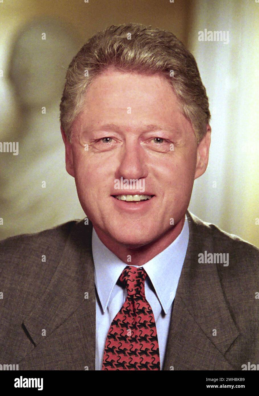 Portrait photograph of President Clinton in the Cabinet Room of the White House, 1999 Stock Photo