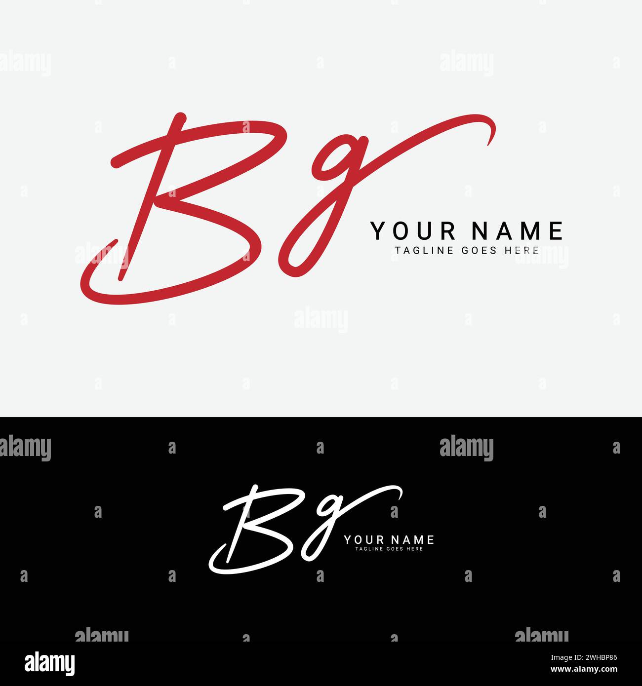B, G, BG Initial letter logo. Alphabet BG Handwritten Signature logo Stock Vector