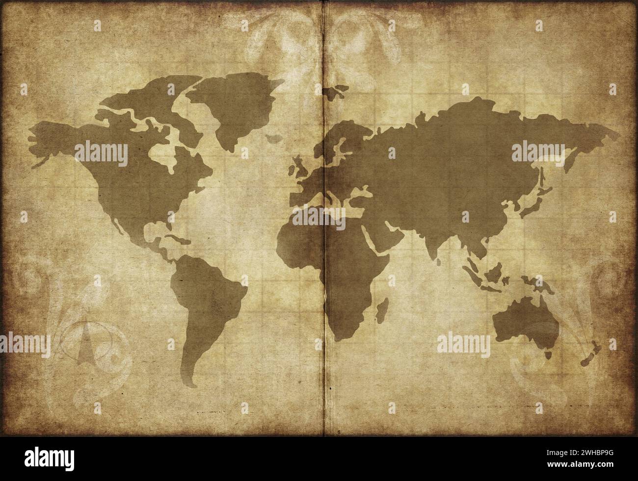 great image of old and worn parchment with world map Stock Photo - Alamy
