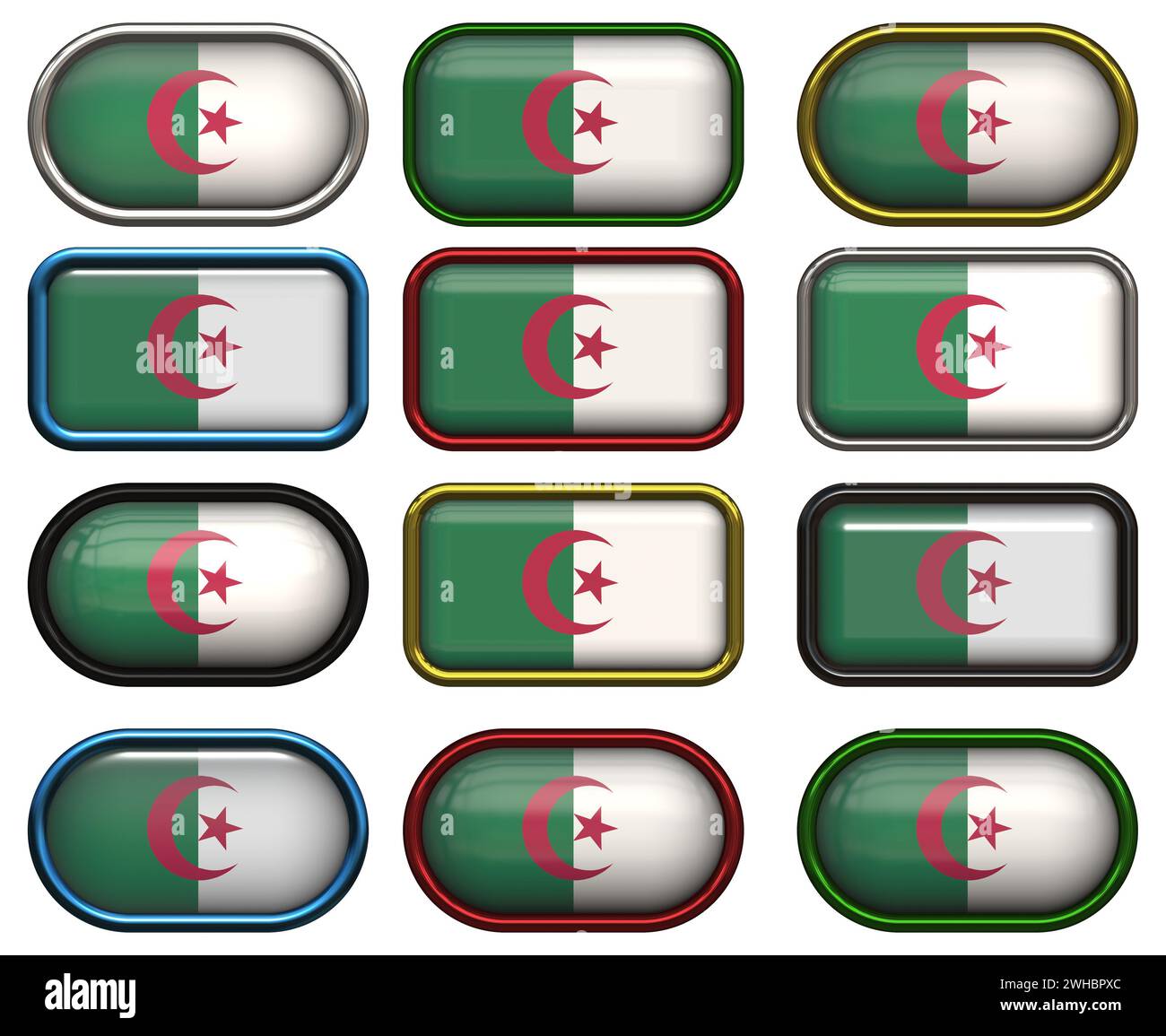 Twelve buttons of the Flag of algeria Stock Photo - Alamy