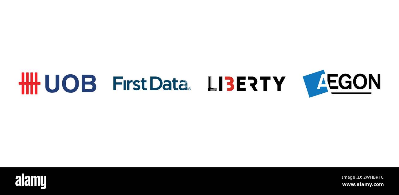 AEGON, First Data, United Overseas Bank, Liberty Bank. Vector