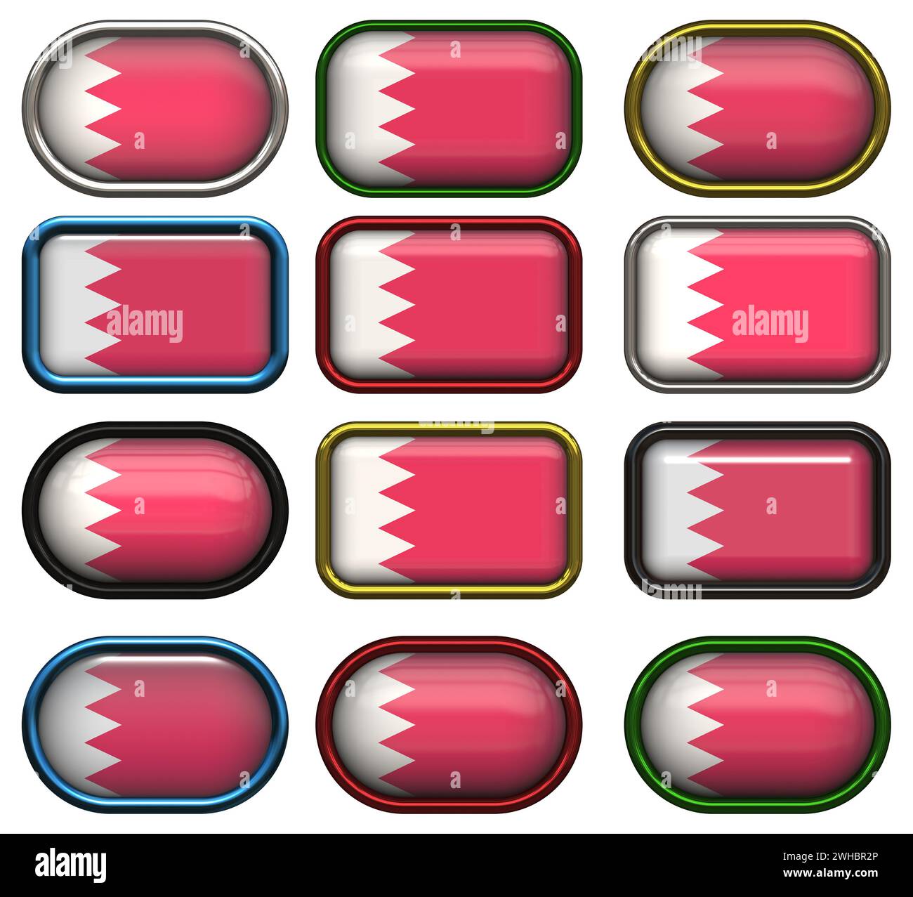 Twelve buttons of the Flag of Bahrain Stock Photo - Alamy