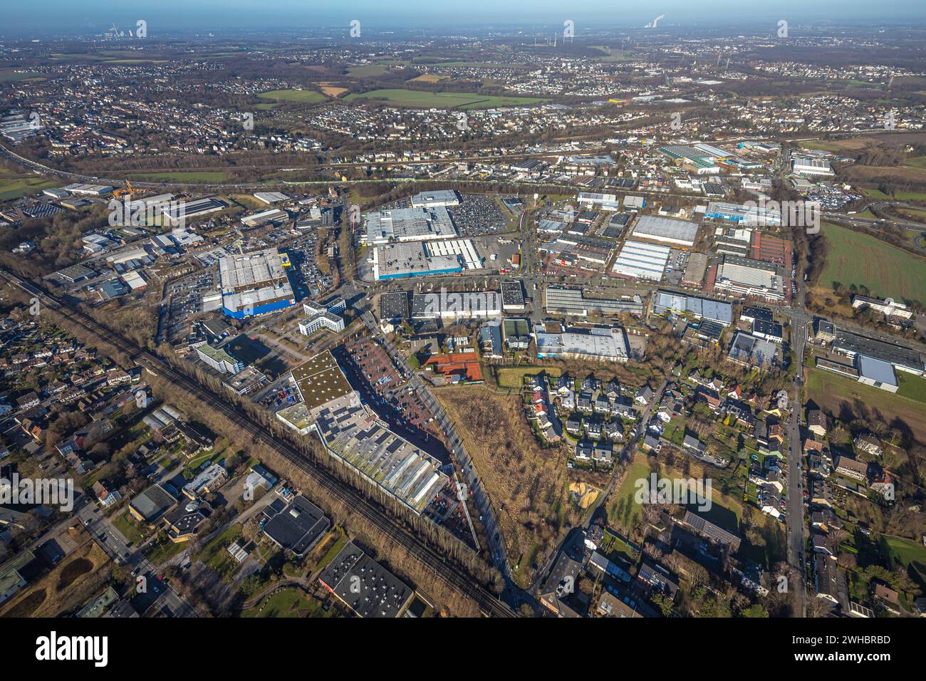 Luftbild, Indupark mit Ikea Dortmund Möbelhaus, Verkehrssituation, Oespel, Dortmund, Ruhrgebiet, Nordrhein-Westfalen, Deutschland ACHTUNGxMINDESTHONORARx60xEURO *** Aerial view, Indupark with Ikea Dortmund furniture store, traffic situation, Oespel, Dortmund, Ruhr area, North Rhine-Westphalia, Germany ATTENTIONxMINDESTHONORARx60xEURO Stock Photo