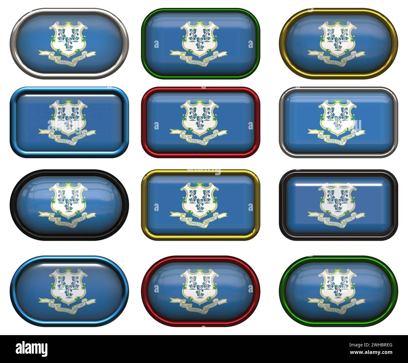 Twelve buttons of the Flag of Conneticut Stock Photo - Alamy