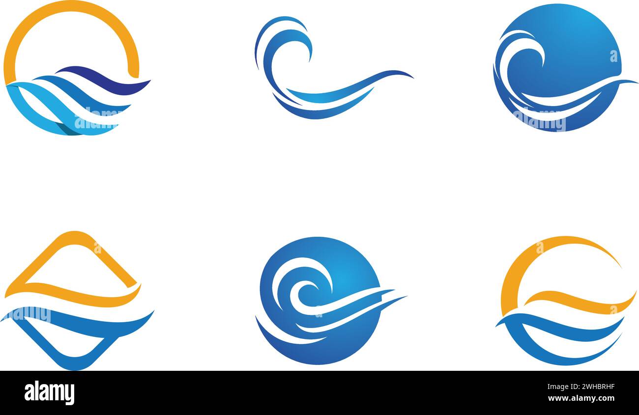 Water Wave symbol and icon Logo Template vector Stock Vector Image ...