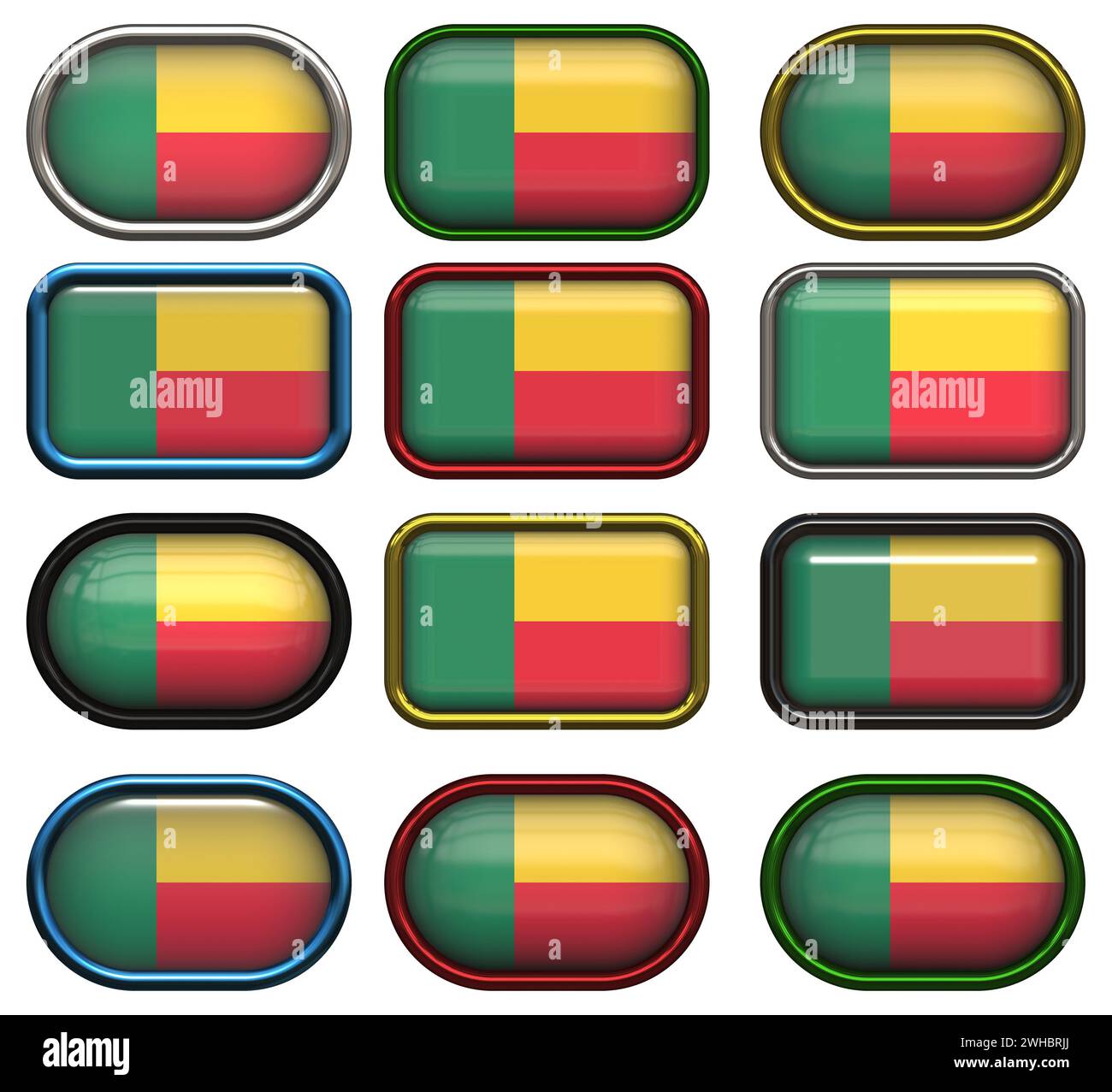 Twelve buttons of the Flag of Benin Stock Photo - Alamy