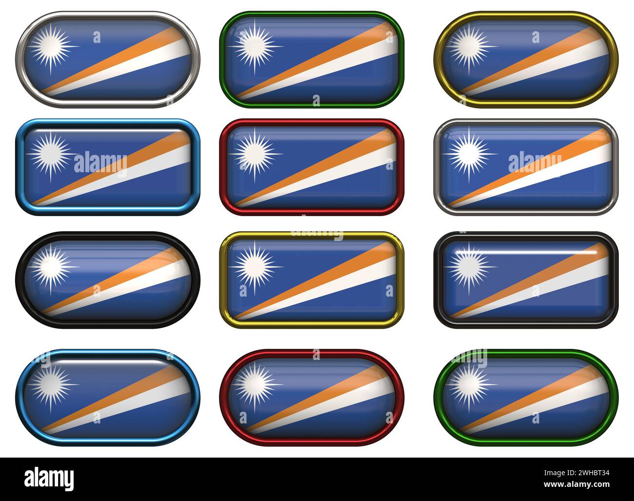 Twelve buttons of the Flag of Marshall Islands Stock Photo - Alamy