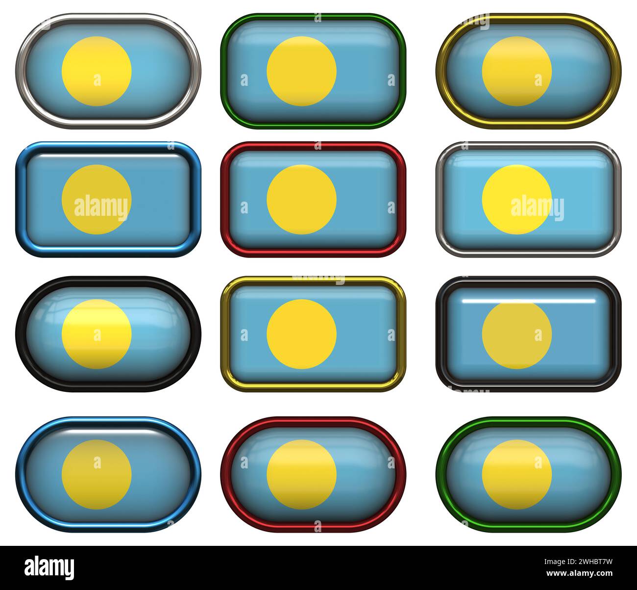 Twelve buttons of the Flag of Palau Stock Photo - Alamy