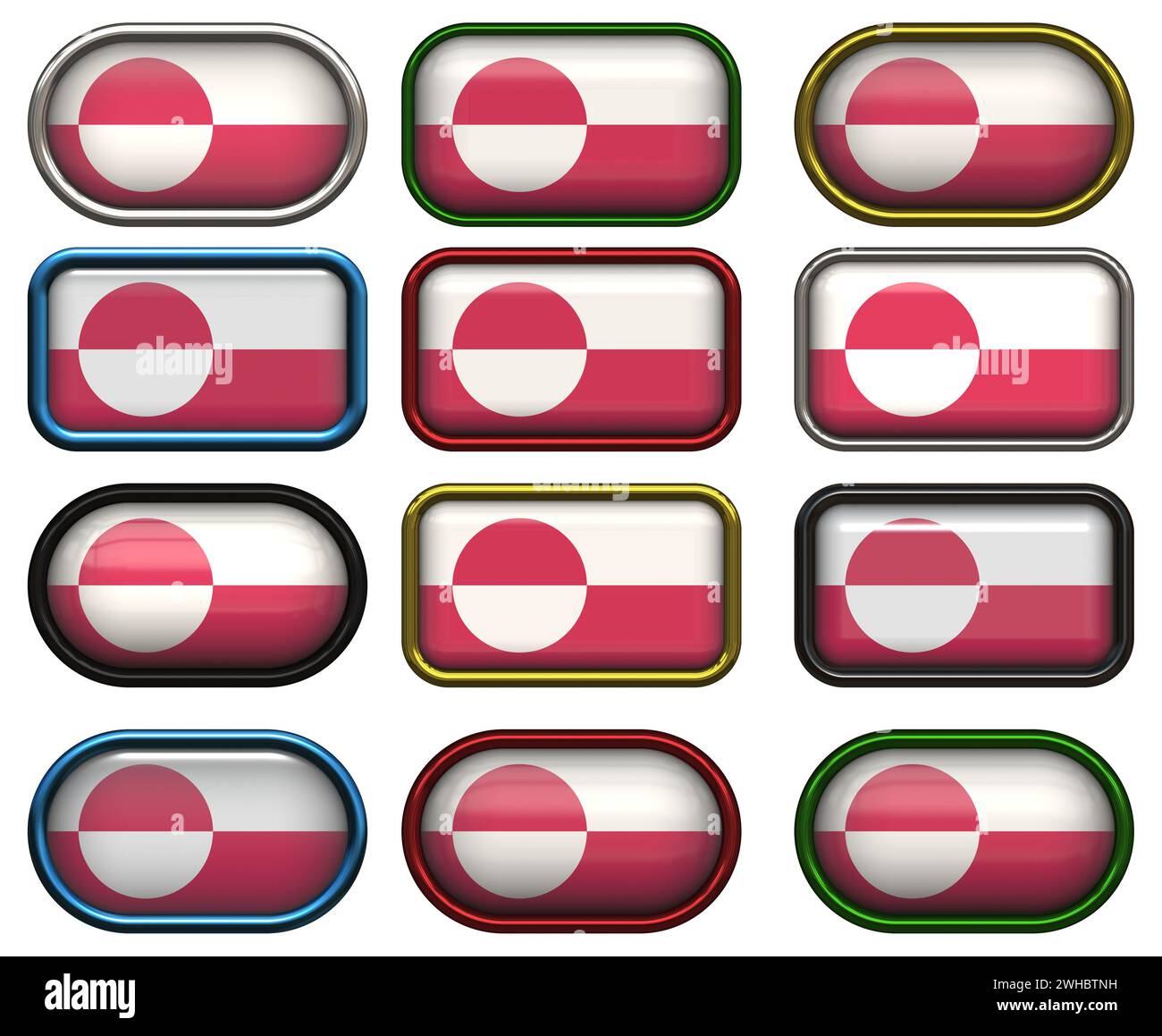Twelve buttons of the Flag of Greenland Stock Photo - Alamy