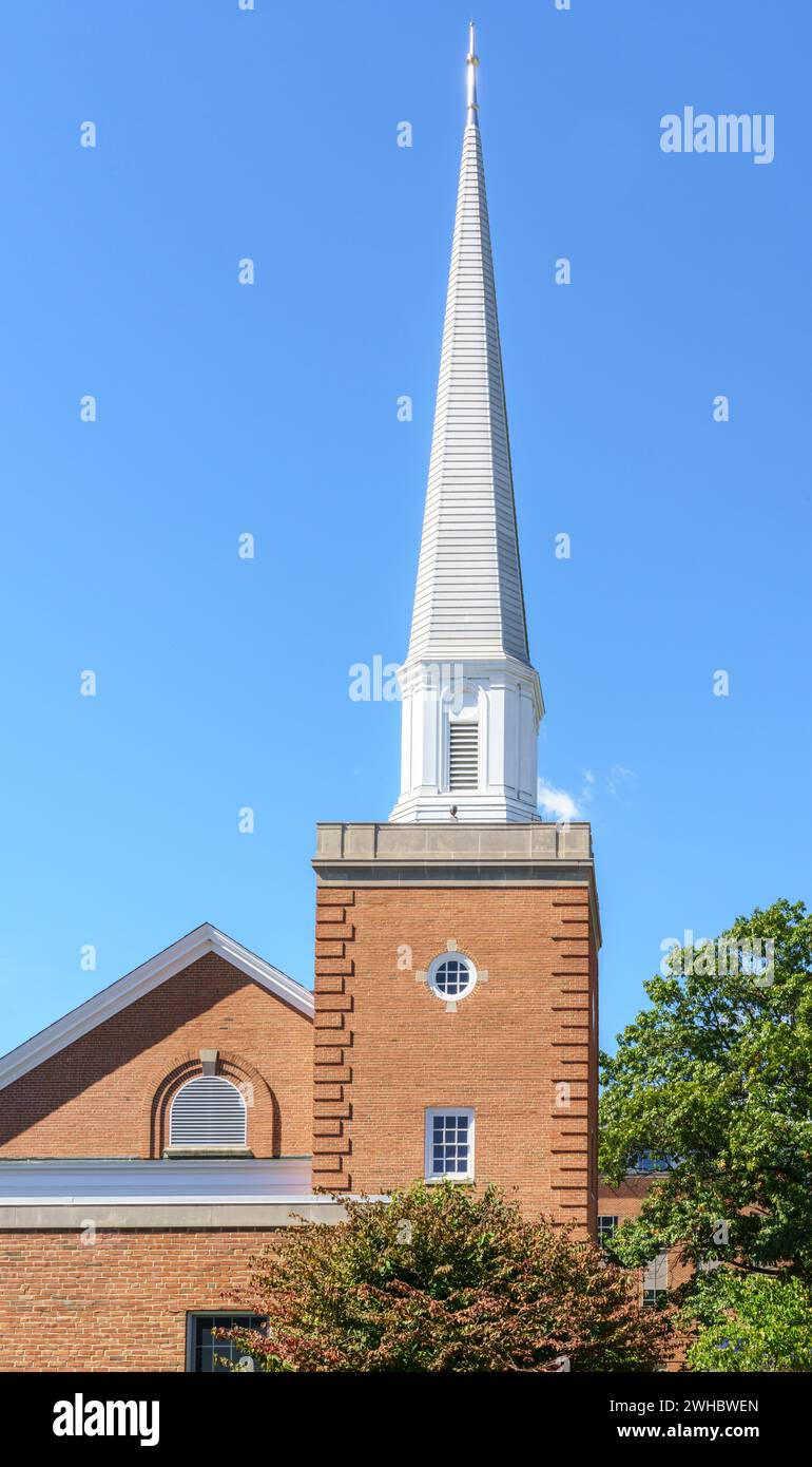 Bell tower of Hostetter Chapel, center of Messiah University campus ministries, an evangelical Christian college in Mechanicsburg, Pennsylvania Stock Photo