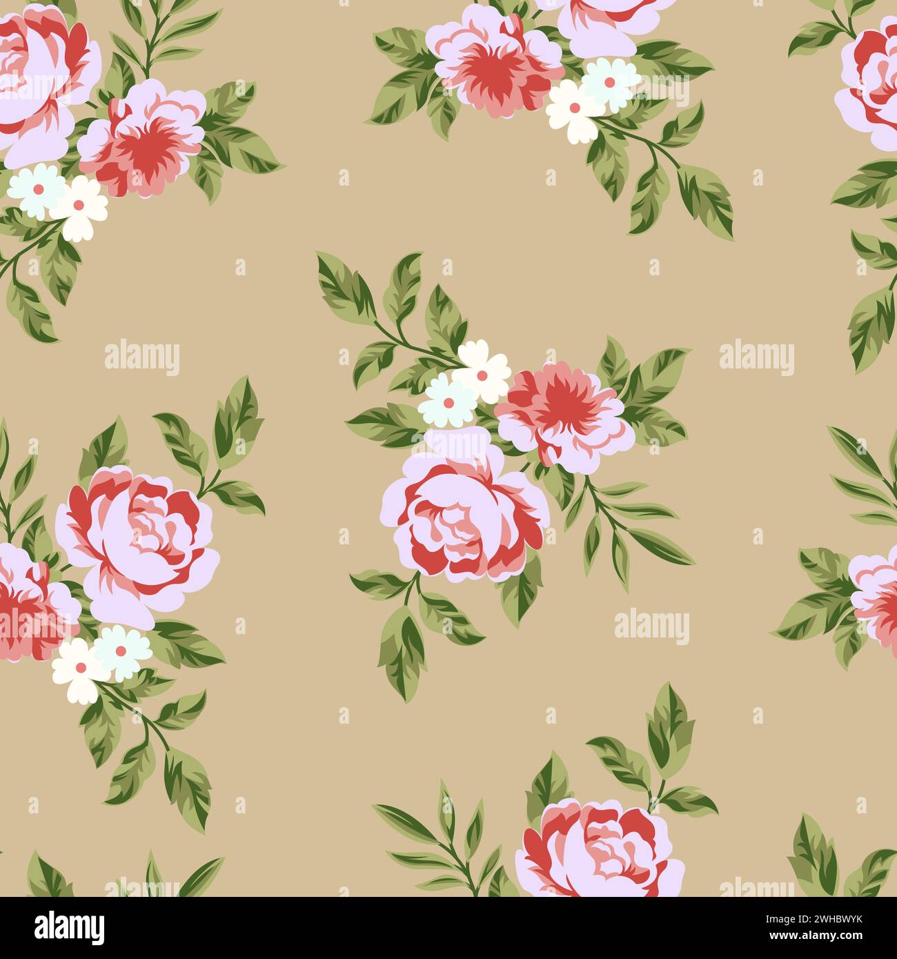 seamless pattern rose flower design Stock Vector