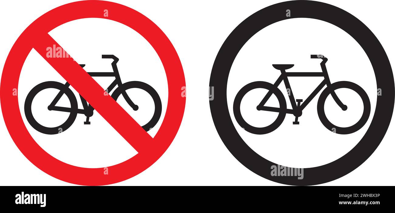 Bicycle prohibition signs on a white background Stock Vector