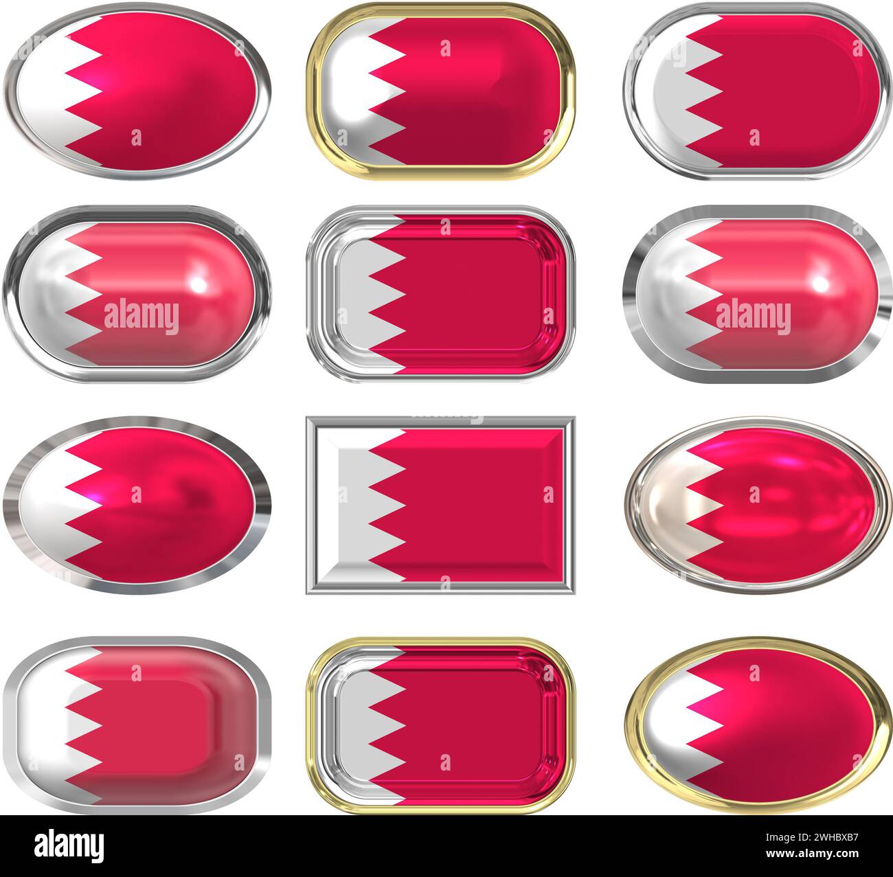 Twelve buttons of the Flag of Bahrain Stock Photo - Alamy