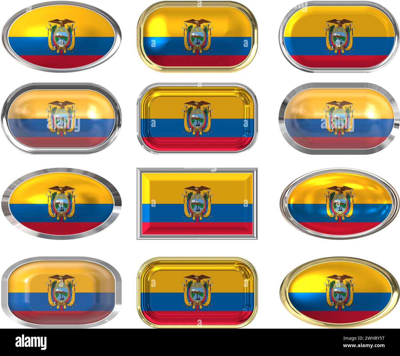 Twelve buttons of the Flag of Ecuador Stock Photo - Alamy