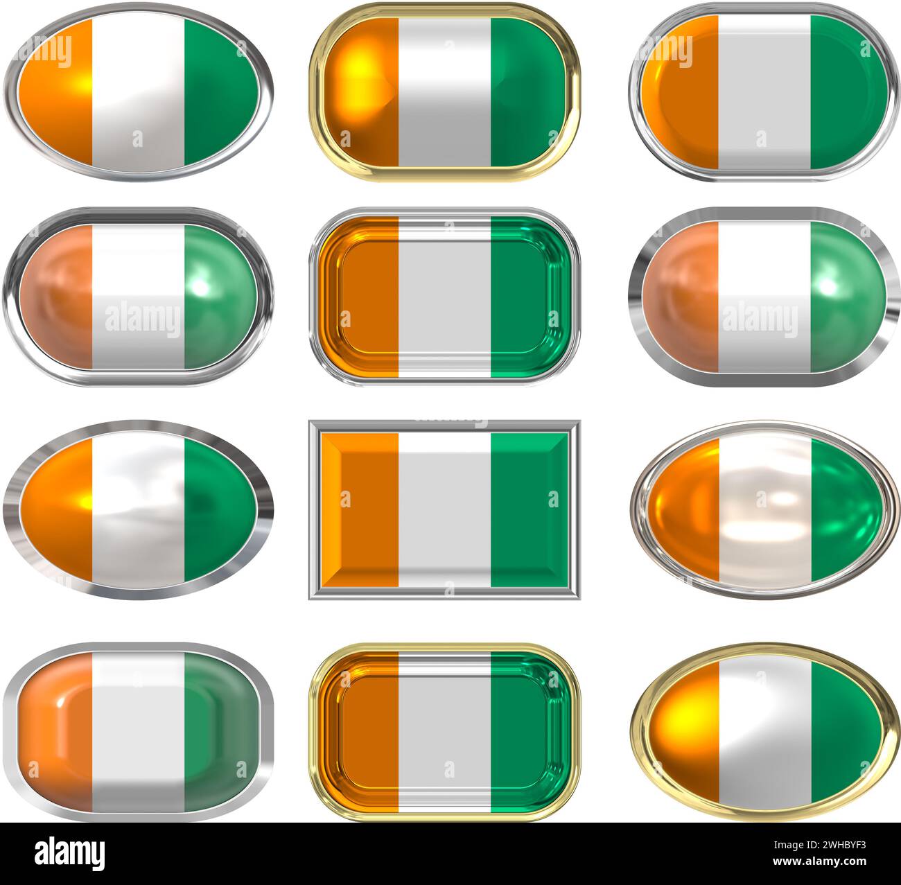 twelve buttons of the Flag of Cote d'Ivoire Ivory Coast Stock Photo - Alamy