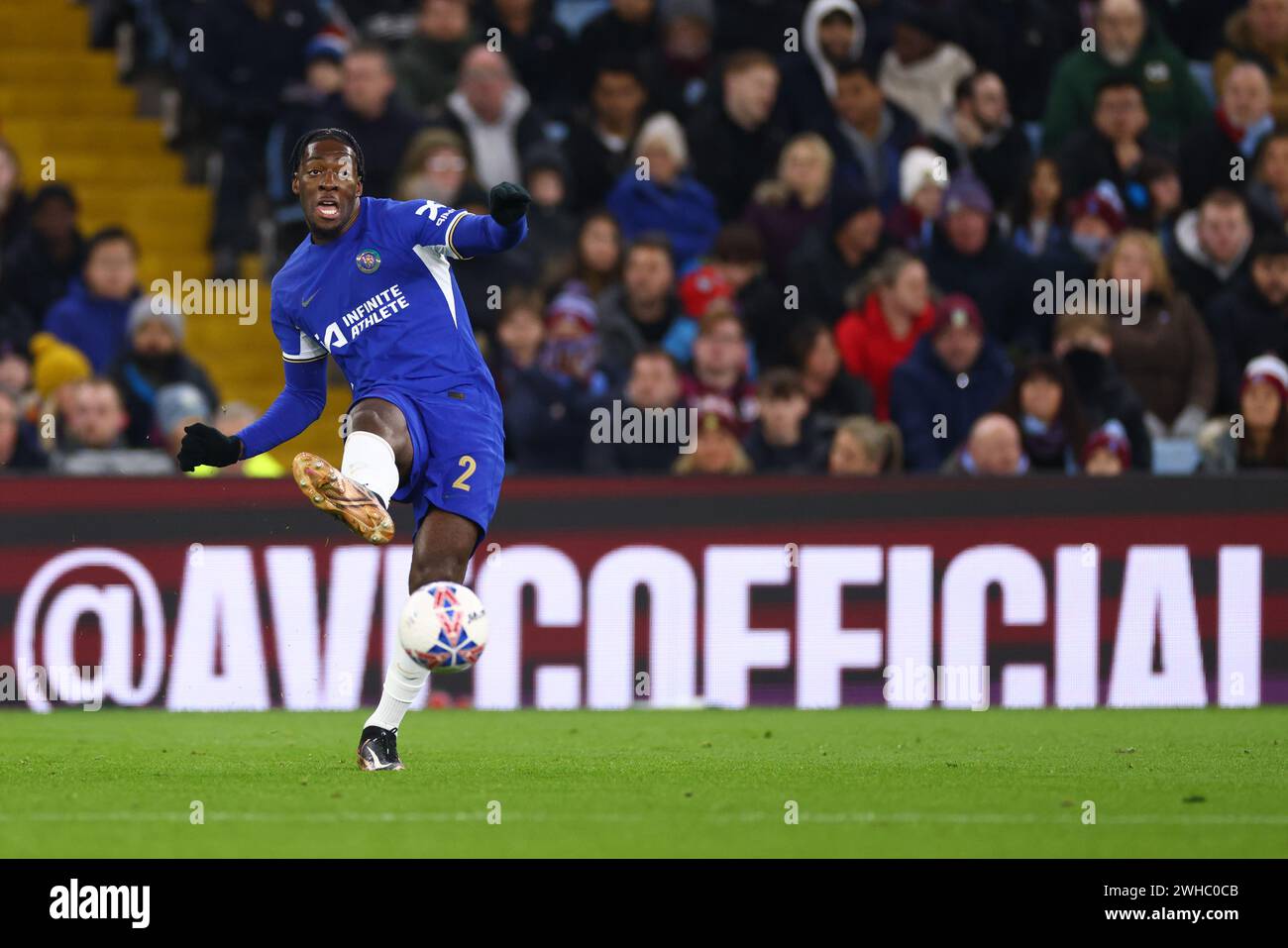 Axel Disasi of Chelsea during the Emirates FA Cup Fourth Round Replay match between Aston Villa and Chelsea at Villa Park. Stock Photo
