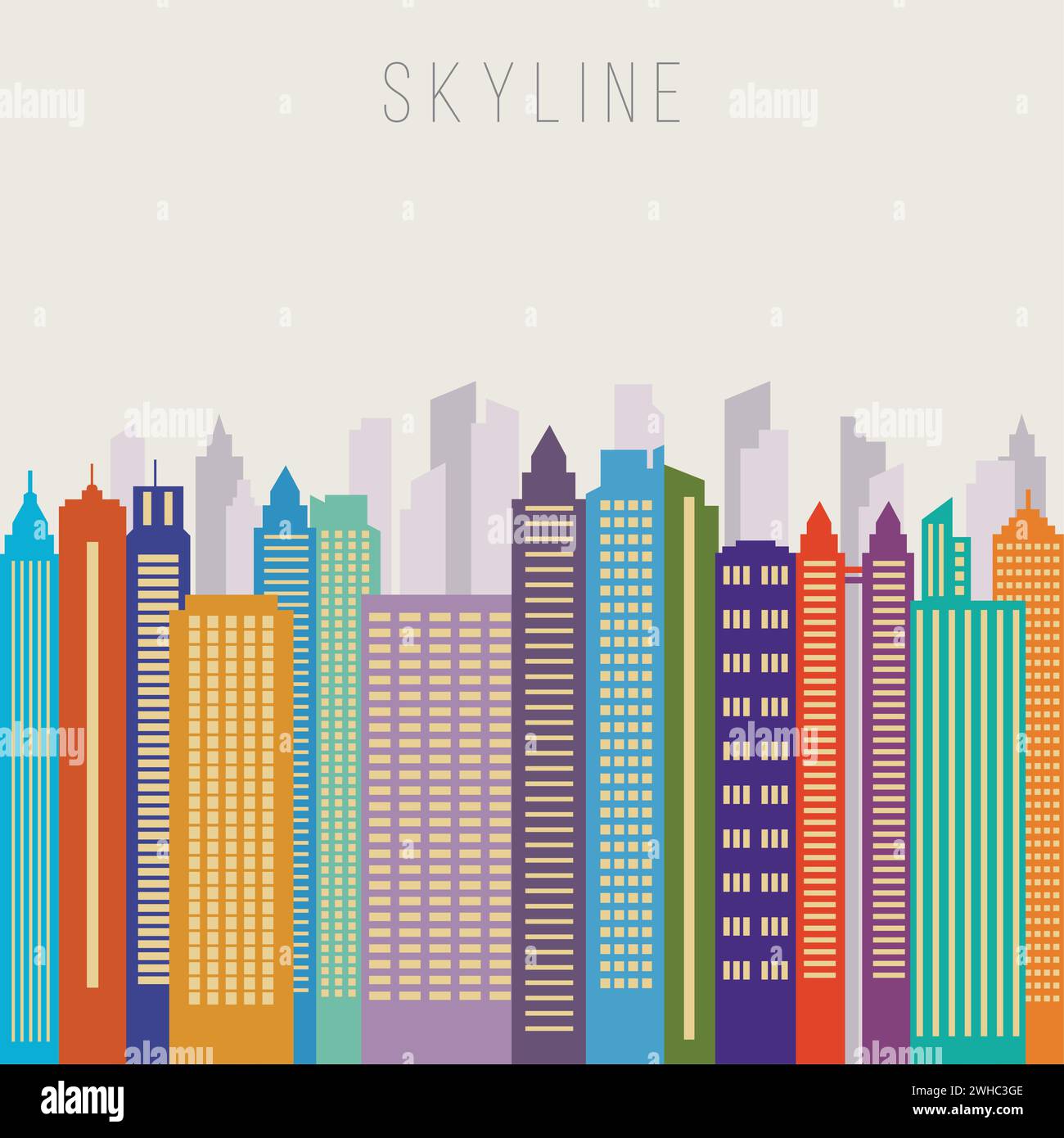 Colorfull Building Vector Abstract city skyline with different colored buildings Vector Stock ...