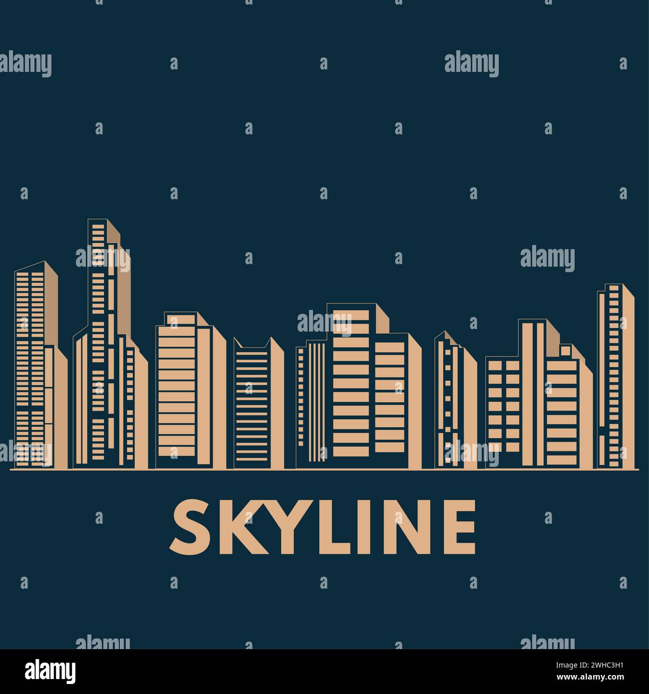 Abstract skyline with silhouettes of different buildings Vector Stock ...