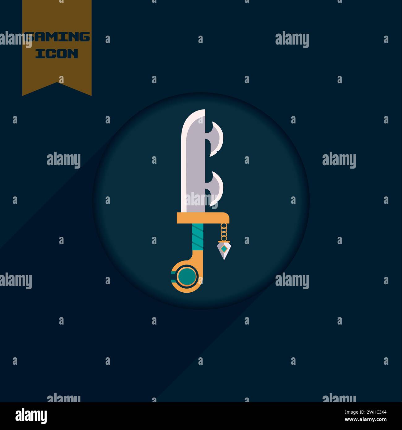 Isolated colored retro videogame sword medieval weapon icon Vector ...