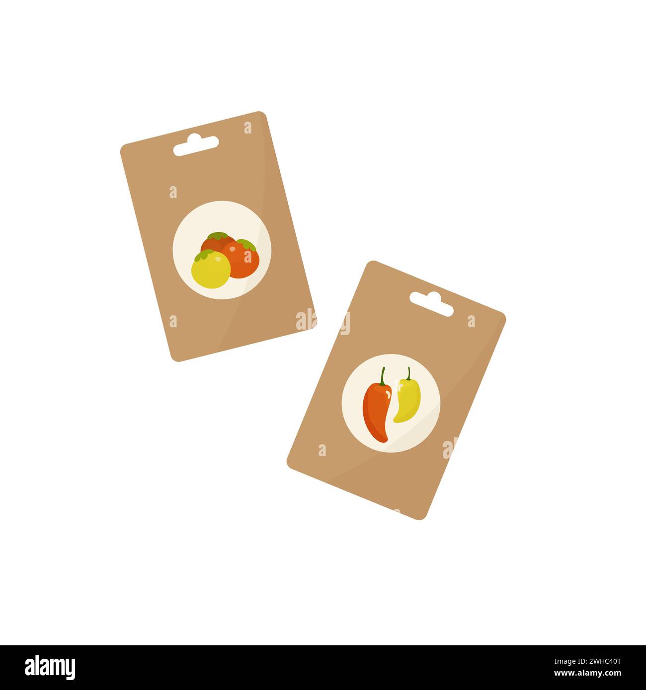 set of seeds for planting tomatoes and peppers, vector on white background Stock Vector