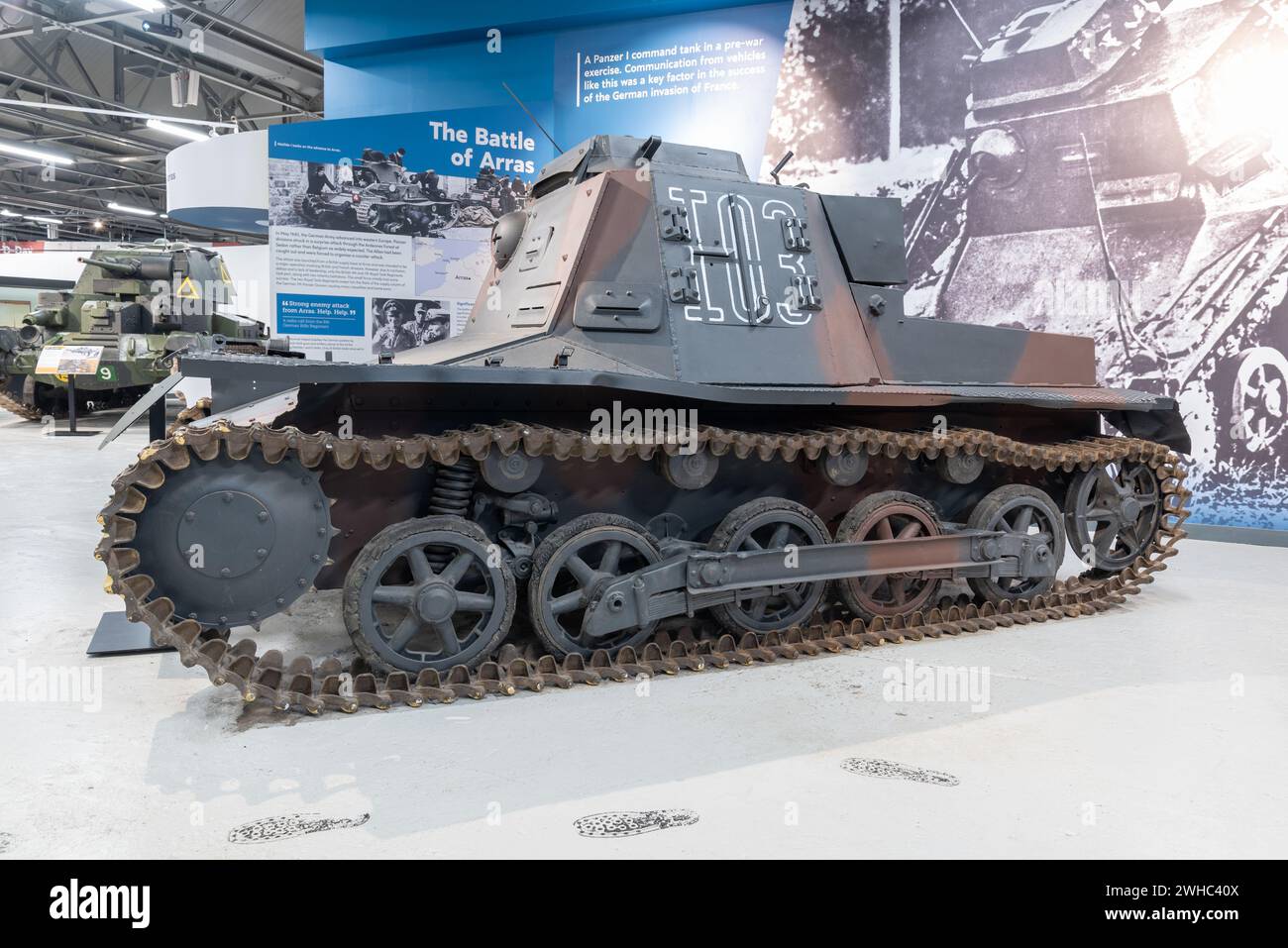 German Panzer 1 on display in Bovington tank museum. This version is the command Panzerbefehlswagen.  January 2024 Stock Photo